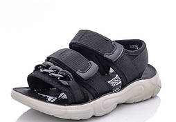 Дитячі літні текстильні босоніжки в чорному кольорі для дівчинки з ланцюжком