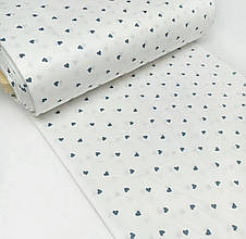 Сатин (бавовняна тканина) дрібні бірюзові сердечка (ширина 160см, 120г/м2)