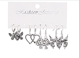 Набір сережок 9 пар підлітковий стиль y2k54p сріблястий колір біжутерія Fashion Jewerly (AA), фото 3