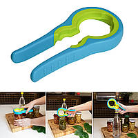 Багатофункціональна відкривачка євро ключ знімач для відкривання та закривання гвинтових кришок твіст та пляшок Салатовий із блакитним