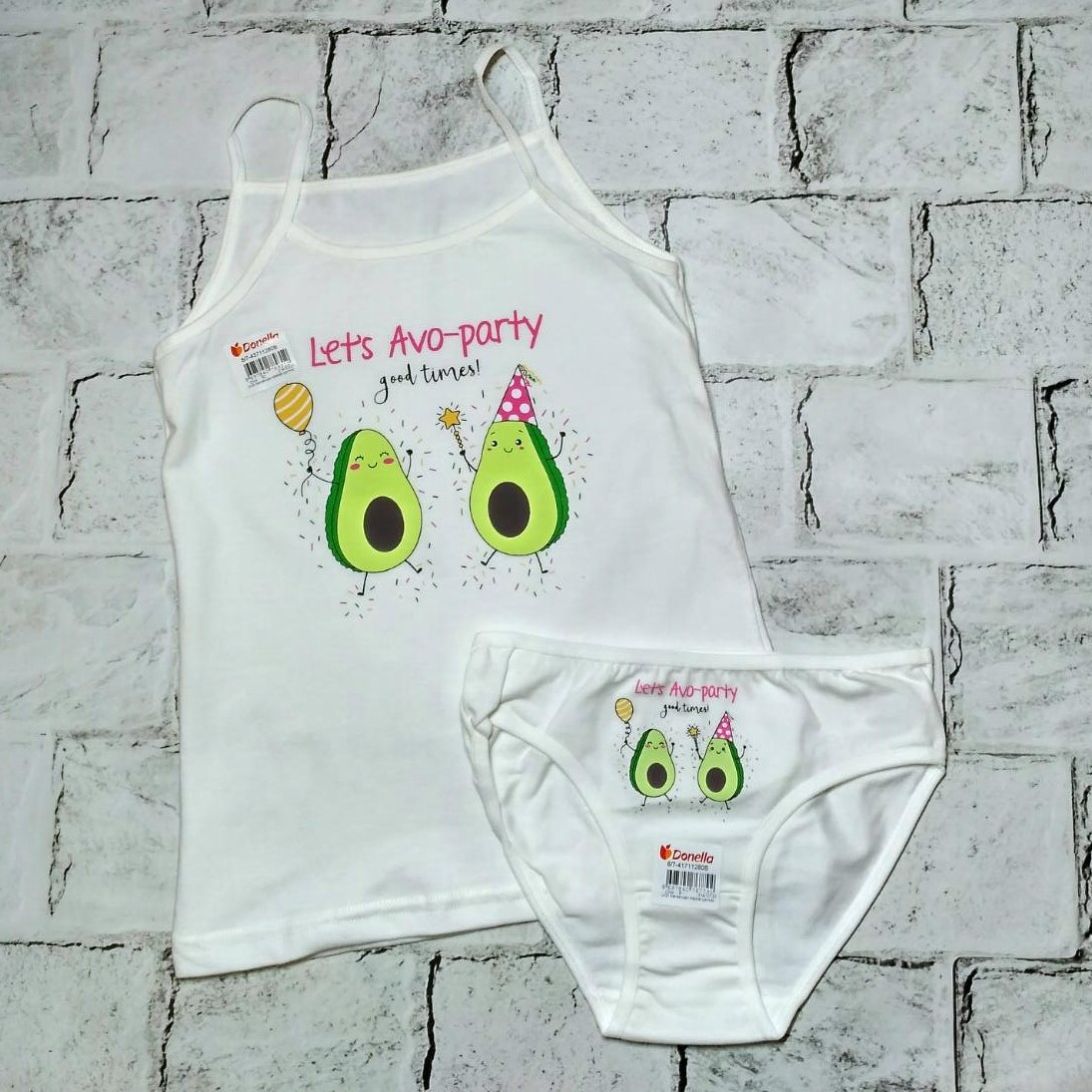 Комплект дитячої спідньої білизни для дівчинки Donella від 6 до 7 років труси майка дитячі Авокадо Молочний