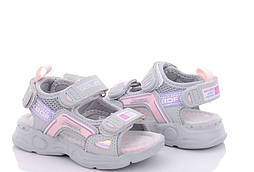 Дитячі літні босоніжки в сірому кольорі для дівчинки на липучках у 23 розмірі