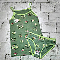 Комплект детского нижнего белья для девочки Donella от 6 до 7 лет трусы майка детские Авокадо Зеленый