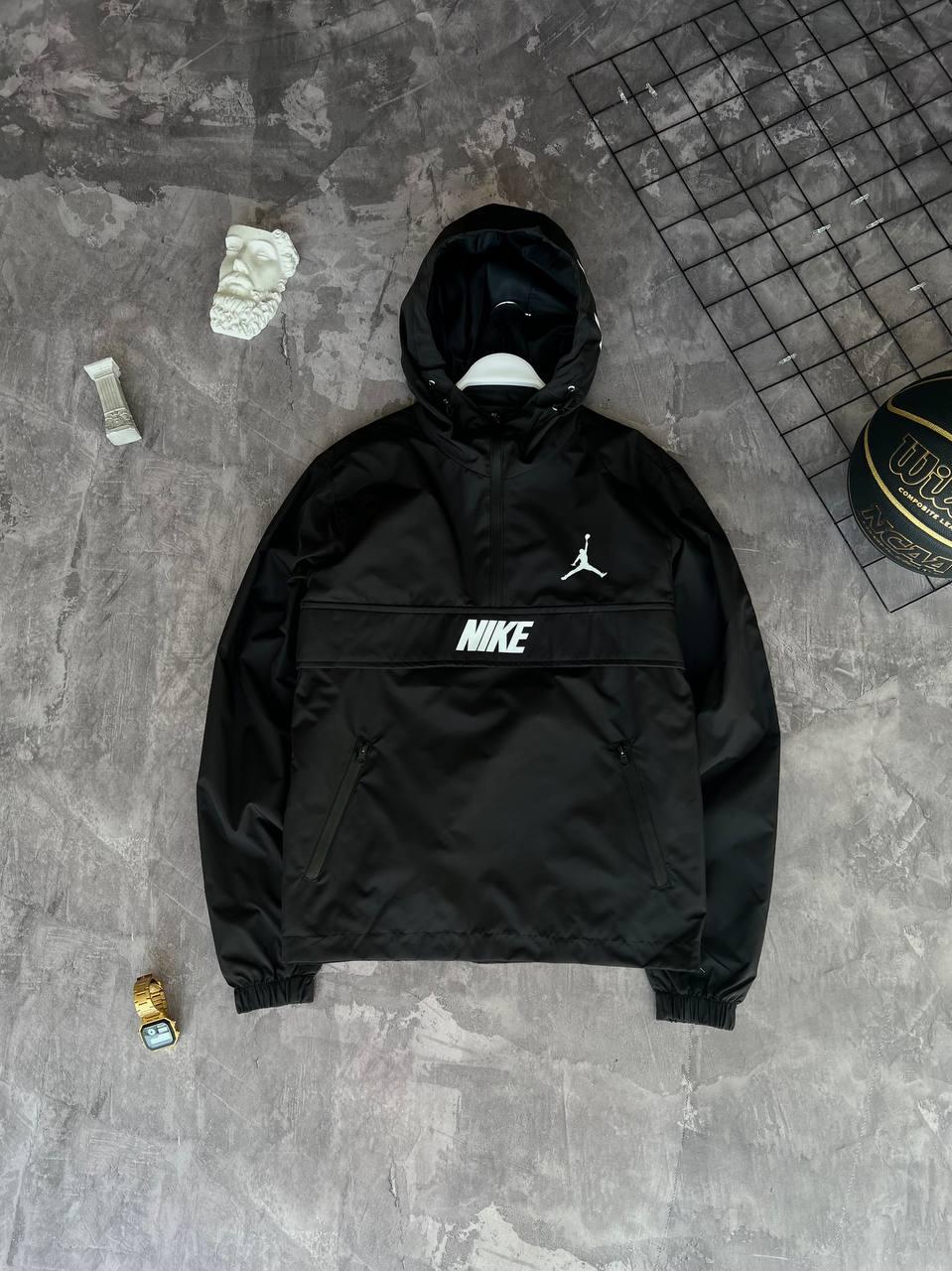 Чоловічий Анорак Nike чорний весняний осінній Вітровка Найк демісезонна