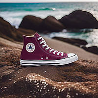 Высокие бордовые кеды converse all star 36-41 размер