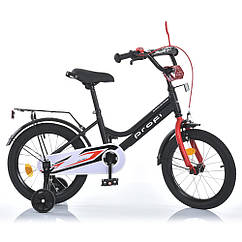 Дитячий двоколісний велосипед для дівчинки PROFI 16 дюймів MB 16032-1 NEO з додатковими колесами, чорно-червоний