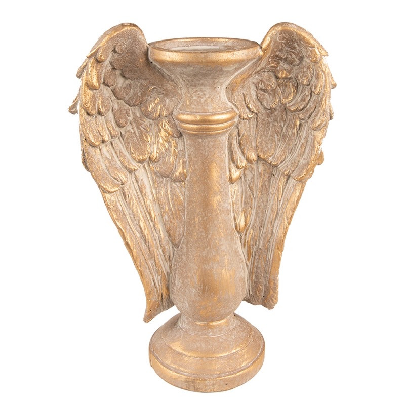 Декоративний камʼяний підсвічник з позолотою крила ангела Нідерланди Clayre & Eef