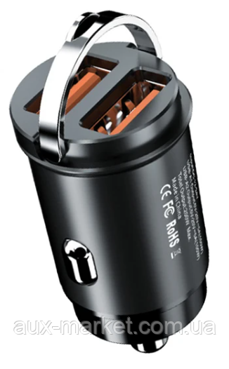 Автомобільна USB зарядка зі швидкою зарядкою /2USB/QC3.0  2*30W/