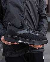 Чоловічі кросівки Lacoste Total Black кеди низькі Лакоста чорні повністю сітка літні, фото 4
