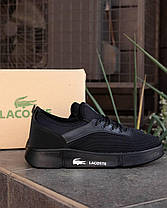 Чоловічі кросівки Lacoste Total Black кеди низькі Лакоста чорні повністю сітка літні, фото 5