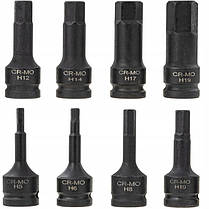 Набір ударних біт (H5-H19) 1/2" CrMo 8 шт. Vorfal V08062, фото 4