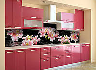 Наклейка на скинали Zatarga на кухню «Розовые Альстромерии» 600х2500 мм виниловая 3Д наклейка BK, код: 5867600