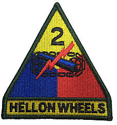 Нарукавная эмблема США 2-я БД US TEXTILABZEICHEN ′ 2ND.ARM.DIV.′ HELL ON WHEELS