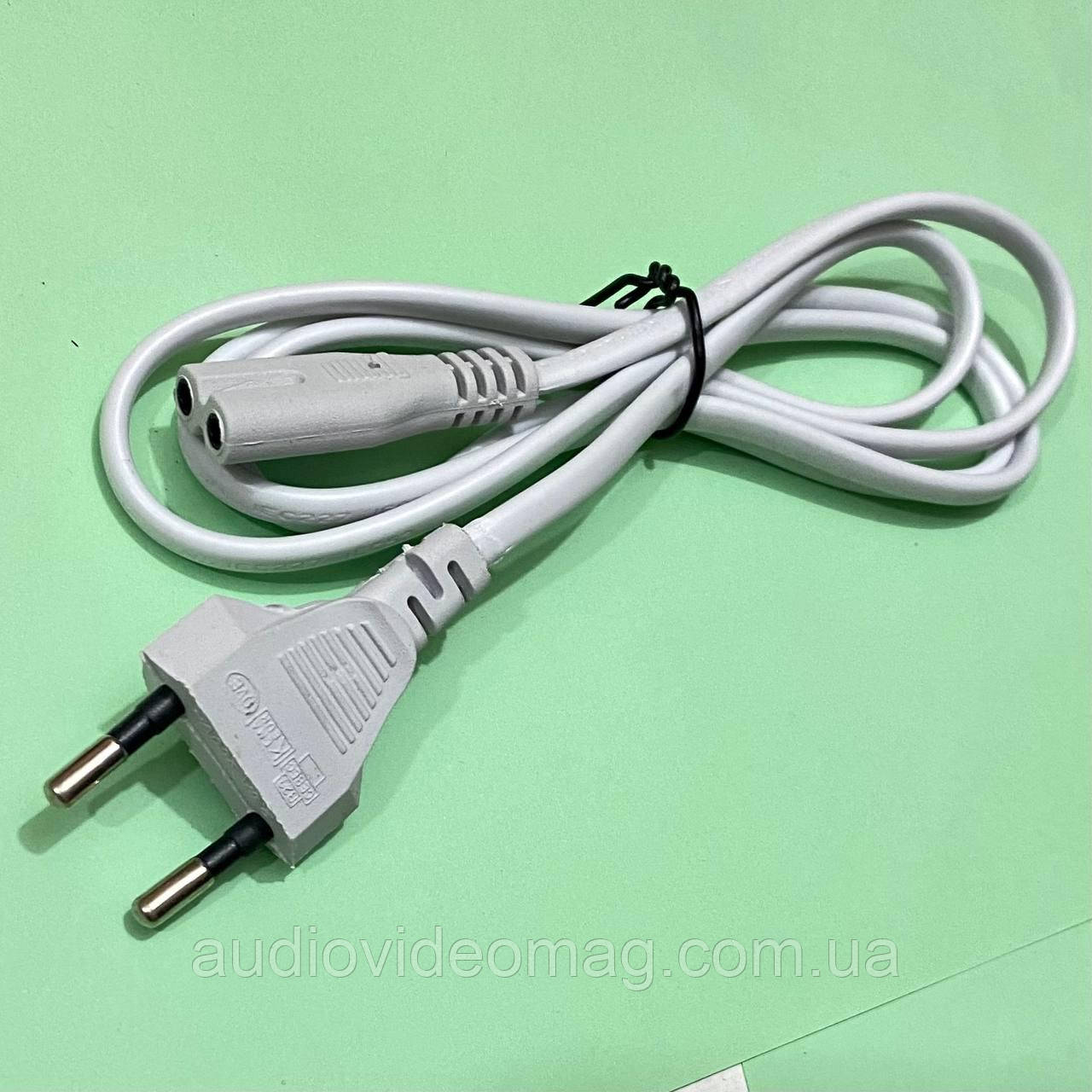 Шнур мережевий (2 pin) двопіновий 220V, довжина 1,2 м, колір сірий, фото 1
