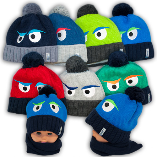 Дитячий комплект — шапка та шарф для хлопчика, A768F, Grans (Польща), утеплювач фліс, фото 1