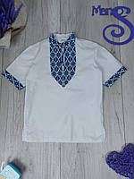Рубашка вышиванка для мальчика с коротким рукавом белая Размер 116 (6 лет)