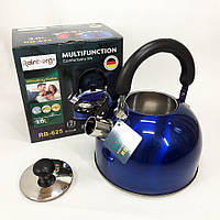 Чайник кухонный со свистком Rainberg RB-625 3л Чайник со свистком нержавеющая сталь Чайник для плиты 3л Blue