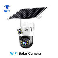Камера видеонаблюдения WIFI на солнечной панели двойная автономная уличная поворотная