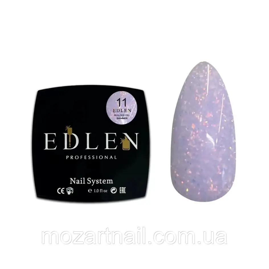 Гель моделирующий Edlen Builder Gel 11 Shimmer (лиловый с блестками), 30ml - фото 1 - id-p2182513716