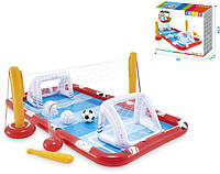 Открытый прямоугольный надувной детский бассейн Intex "Игровой цент: футбол, волейбол, бейсбол"