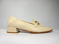 Туфлі лофери жіночі шкіряні бежеві повсякденні на тонкій підошві S814-24-N1170A-9 Lady Marcia 3402