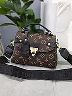 Сумка жіноча Louis Vuitton Madeleine BB Brown Caramel коричневий+черн. ремінь Є