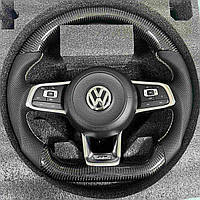 Руль карбоновый Volkswagen Фольксваген Гольф Поло Джетта Пассат Туарег Тигуан кермо карбоване LED