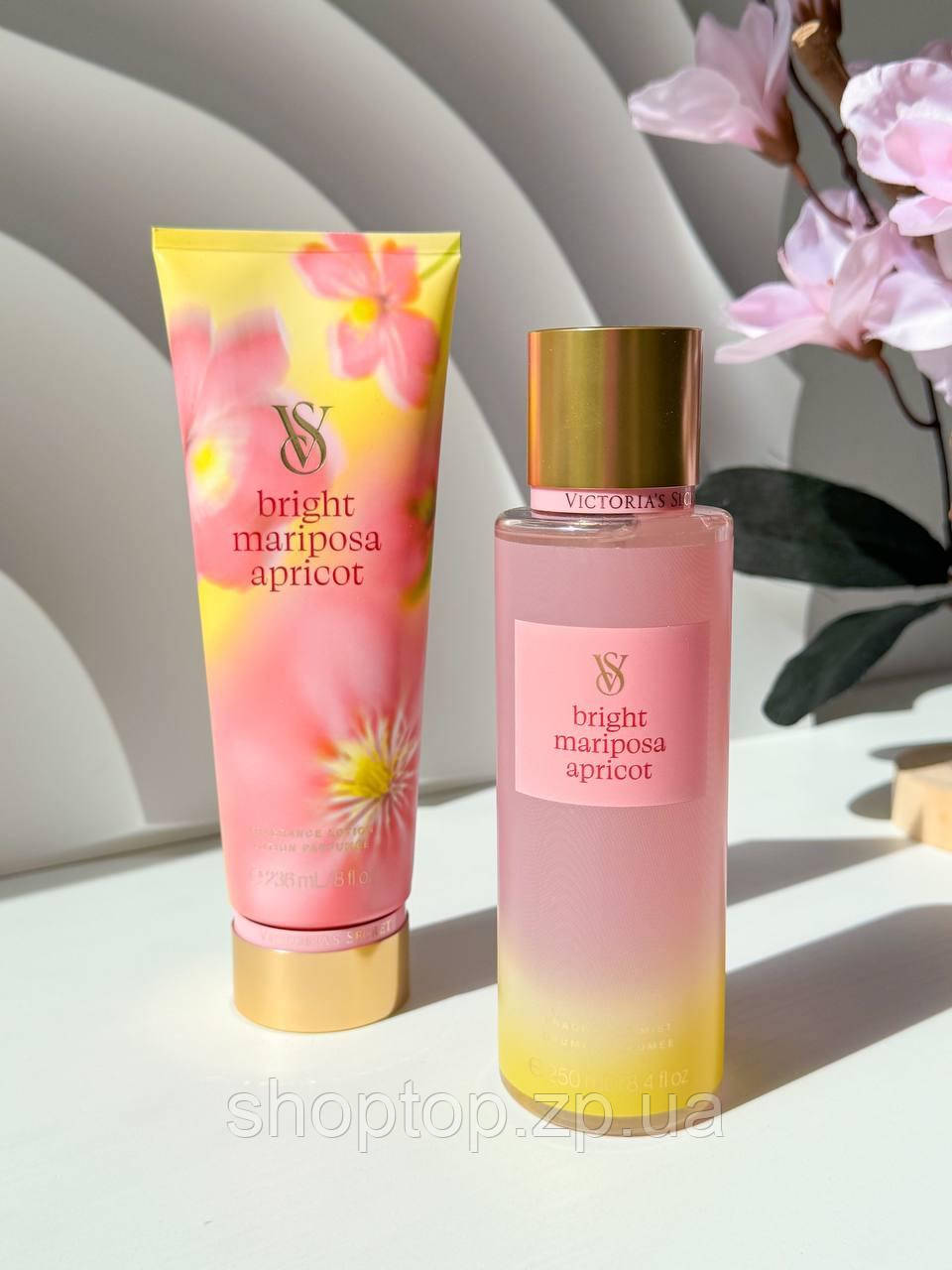 Подарунковий набір Victoria's Secret Bright Mariposa Apricot Лосьйон 236 мл + Міст 250 мл
