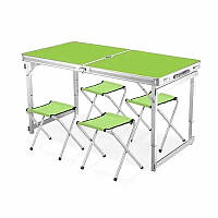 Усиленный кемпинговый складной набор стол и 4 стула для пикника Зеленый