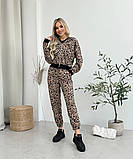 Жіночий спортивний костюм на змійці з капюшоном принт леопард, фото 2