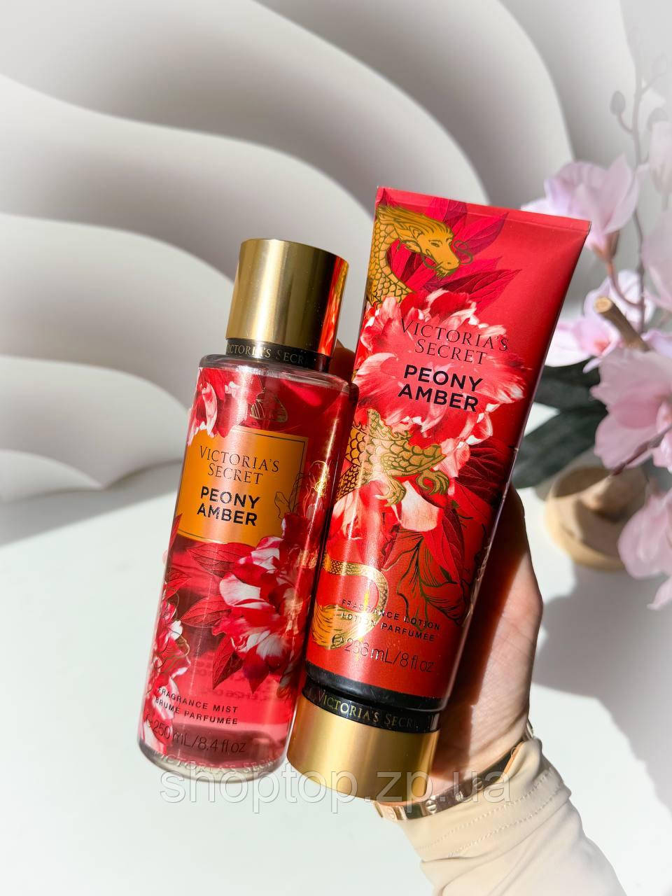 Подарунковий набір Victoria's Secret Peony Amber Лосьйон 236 мл + Міст 250 мл