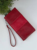 Кошелек женский экокожа красный Saralyn на молнии с отделом для телефона и кистевым ремнем 606-3