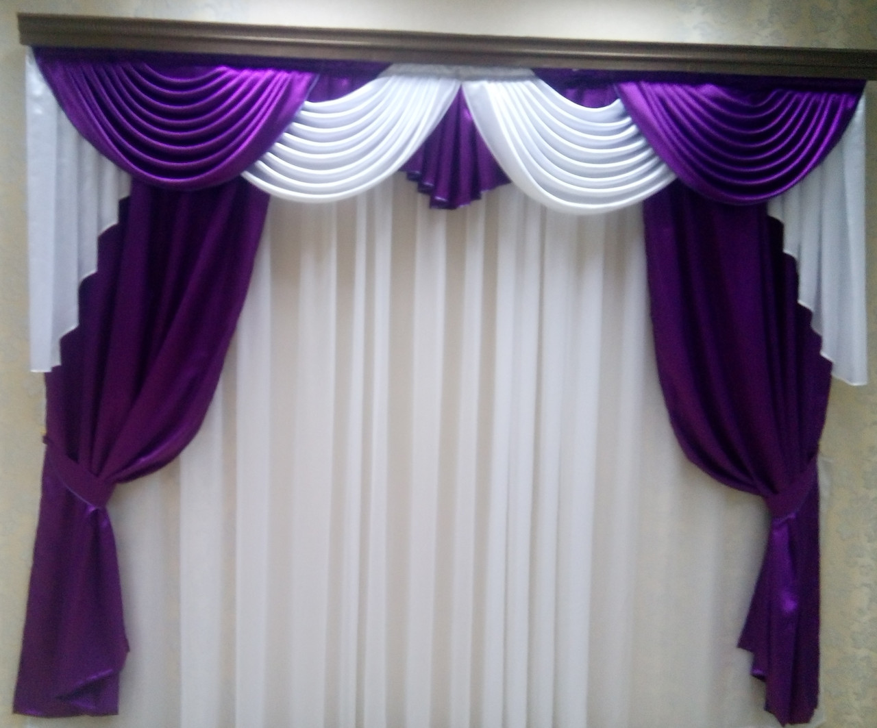 Готовий ламбрекен + штори + тюль "Стелла" — Атлас