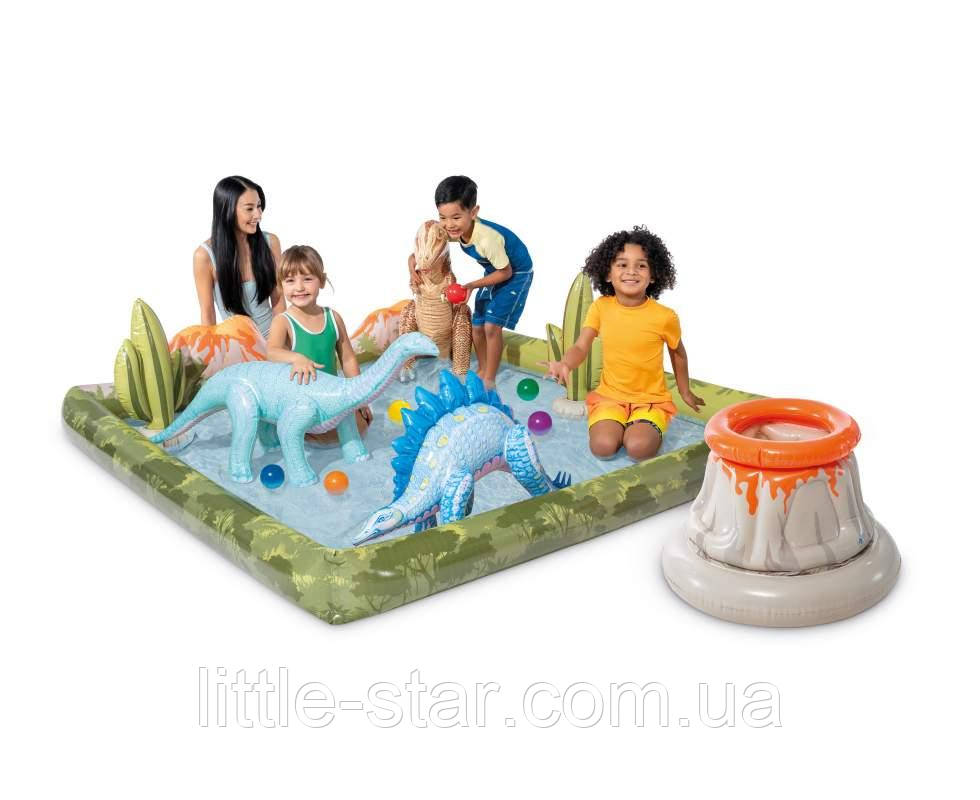 Надувний ігровий центр  201*201*36 см Intex 56132 Дінопарк, надувні фігури, кульки, кільце
