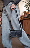 Авторська сумка із італійської преміальної шкіри. Маленька шкіряна сумка на плече чорна Ход Часу, фото 2
