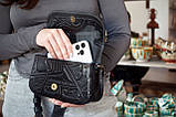 Авторська сумка із італійської преміальної шкіри. Маленька шкіряна сумка на плече чорна Ход Часу, фото 5