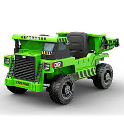 Дитячий електромобіль Вантажівка Самоскид JS3198EBLR-5 шкіряне сидіння, 4 мотори, MP3, USB, зелений