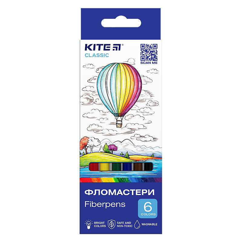 Фломастери, набiр 6 шт. Kite Classic, фото 1