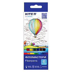 Фломастери, набiр 6 шт. Kite Classic