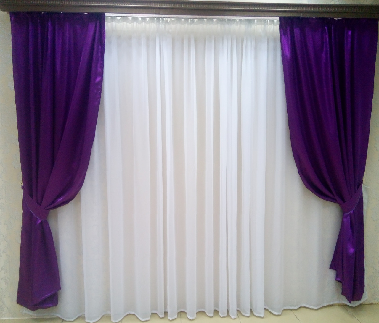 Атласні штори "Фіолетові", комплект