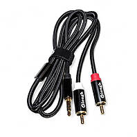 Кабель аудіо 2RCA-Jack 3.5 мм 2 метри ELOUGH