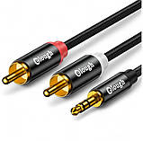 Кабель аудіо 2RCA-Jack 3.5 мм 2 метри ELOUGH, фото 2