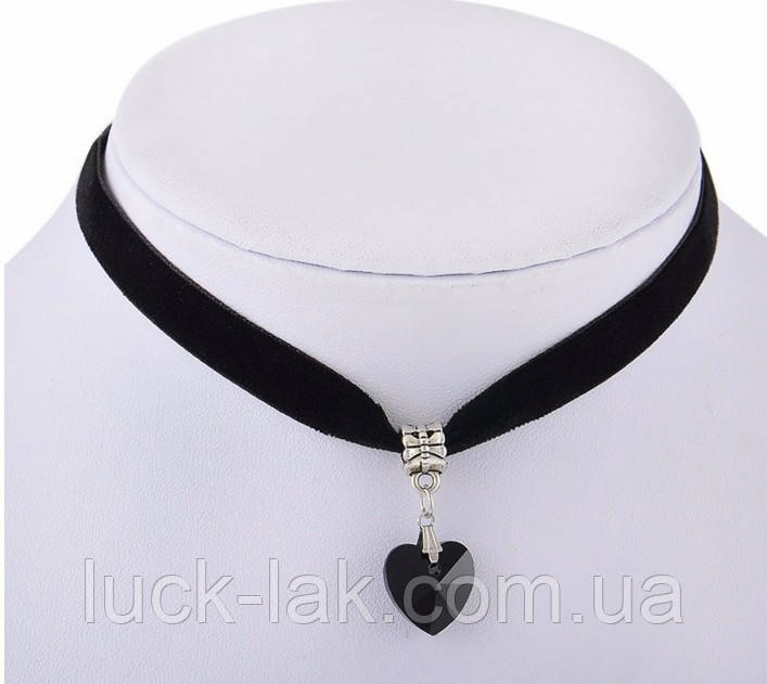 Чокер, ремінець оксамитовий із серцем, фото 1