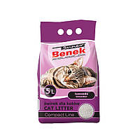 Бентонитовый наполнитель Super Benek Compact для кошачьего туалета, с ароматом лаванды, 5 л.