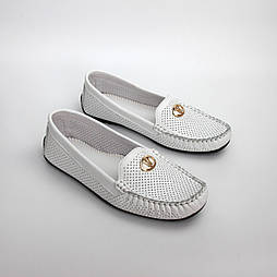 Акція Білі мокасини шкіряні з перфорацією жіноче взуття літнє Ornella White Floto Perf by Rosso Avangard