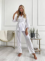 Классный домашний шелковый костюм белый 1TOPUS22