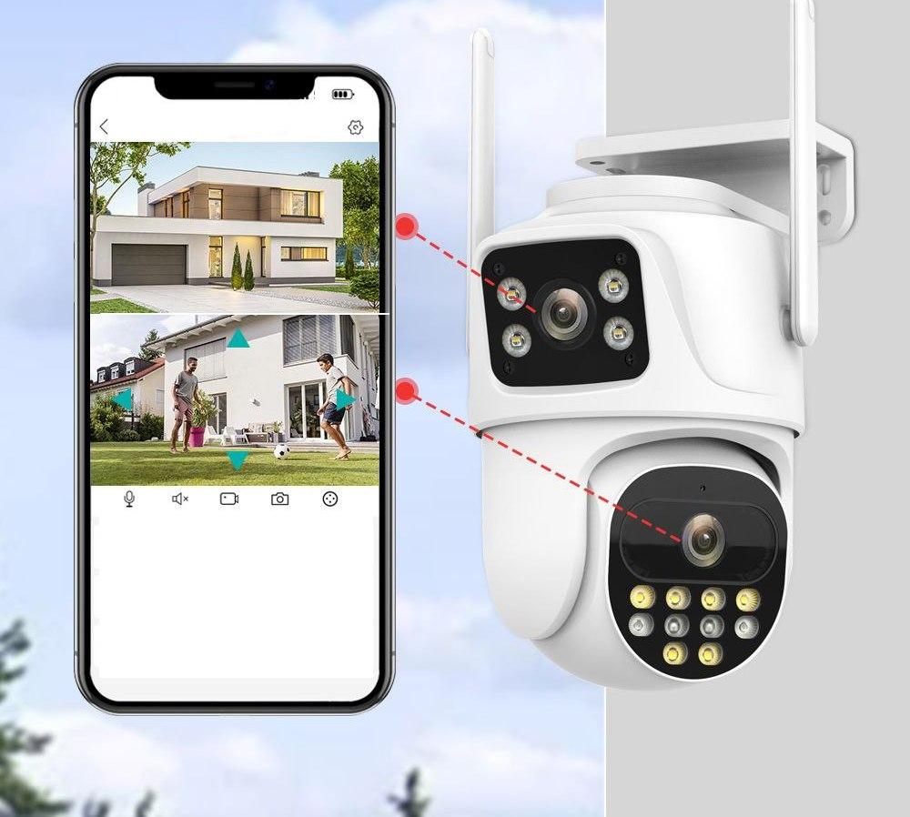 Вулична охоронна поворотна WIFI камера спостереження Boavision P9S-4MP. Зум. iCSee