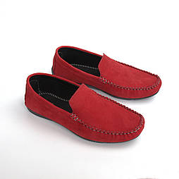 Мокасини червоні замшеві літні стильне чоловіче взуття літнє Rosso Avangard Alberto Red
