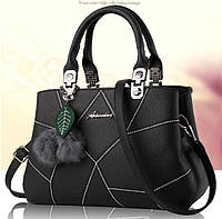 Модная женская сумка с брелком шариком, женская сумочка на плечо с меховой подвеской Im_950