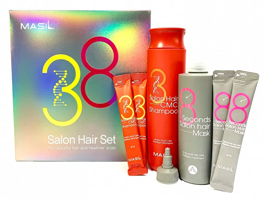 Набір маска для волосся + шампунь Masil Hair mask 200ml+8ml*2шт + salon hair cmc shampoo 300ml+8ml*2шт